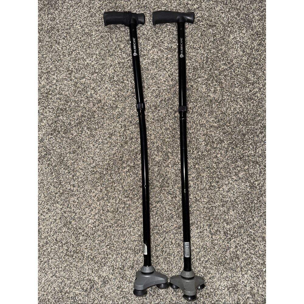 HurryCane Adjustable Height Collapsible Walking Cane Black (Lot Of 2)